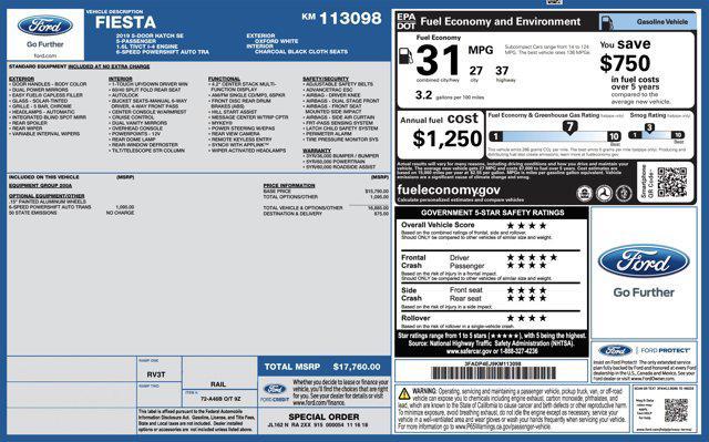 used 2019 Ford Fiesta car, priced at $8,900