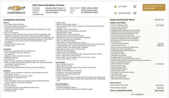 used 2016 Chevrolet Malibu car, priced at $13,545