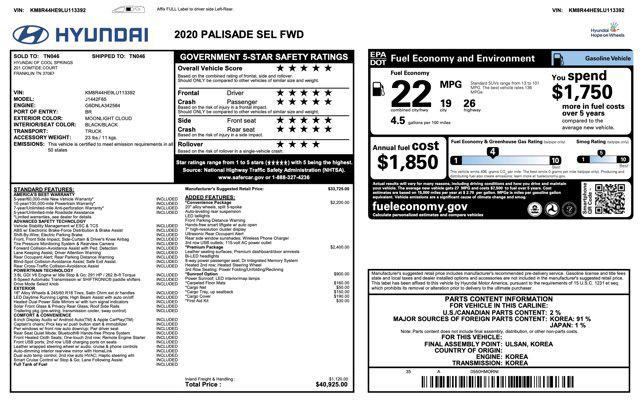 used 2020 Hyundai Palisade car, priced at $19,945