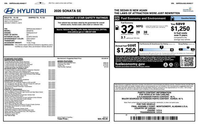 used 2020 Hyundai Sonata car, priced at $14,545