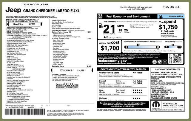 used 2018 Jeep Grand Cherokee car, priced at $17,300