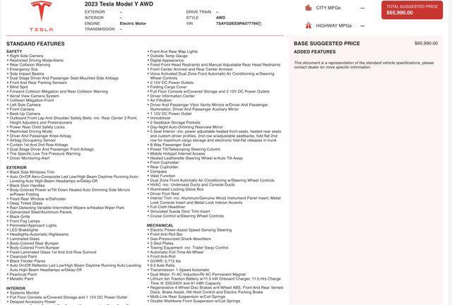 used 2023 Tesla Model Y car, priced at $28,000