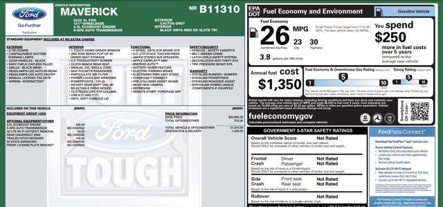 used 2022 Ford Maverick car, priced at $22,100