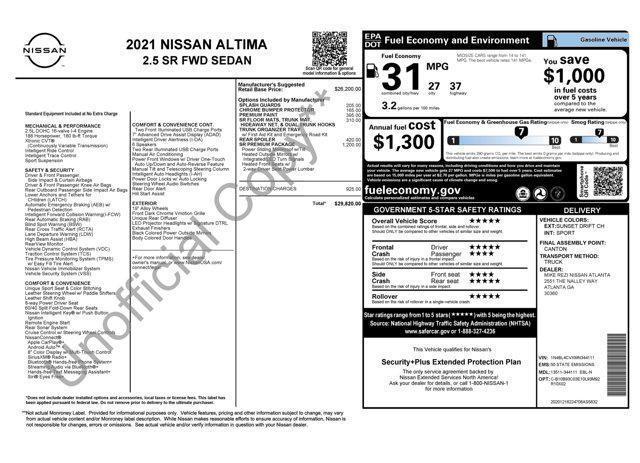 used 2021 Nissan Altima car, priced at $22,485