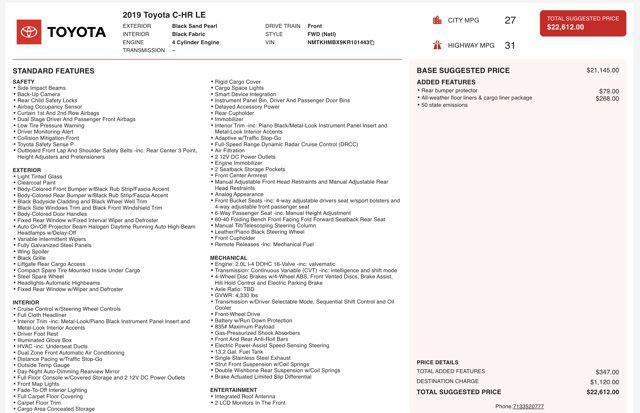used 2019 Toyota C-HR car, priced at $15,545