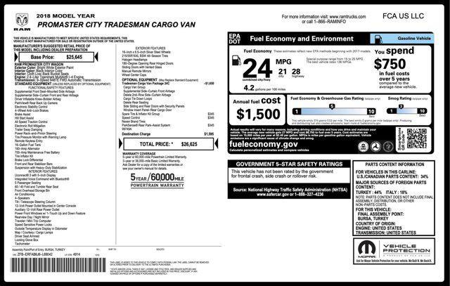 used 2018 Ram ProMaster City car, priced at $14,000