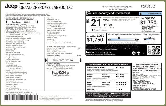 used 2017 Jeep Grand Cherokee car, priced at $8,700