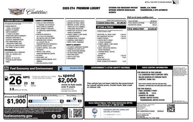 used 2020 Cadillac CT4 car, priced at $26,500