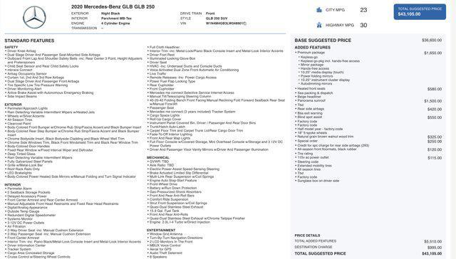 used 2020 Mercedes-Benz GLB 250 car, priced at $20,500