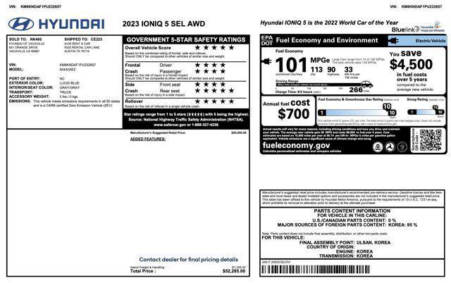 used 2023 Hyundai IONIQ 5 car, priced at $31,500