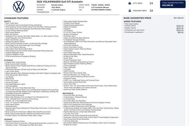 used 2022 Volkswagen Golf GTI car, priced at $26,000