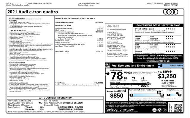 used 2021 Audi e-tron car, priced at $25,500