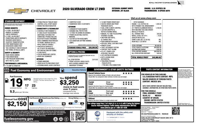 used 2020 Chevrolet Silverado 1500 car, priced at $22,000