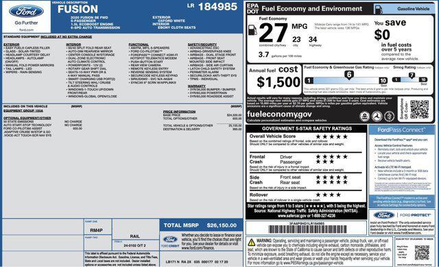 used 2020 Ford Fusion car, priced at $10,600