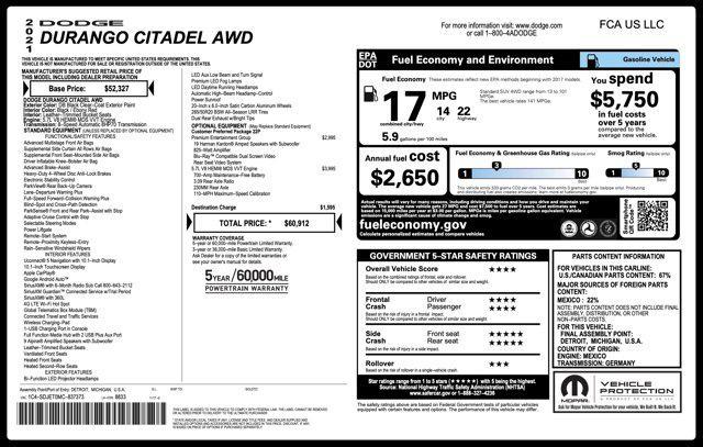 used 2021 Dodge Durango car, priced at $35,045