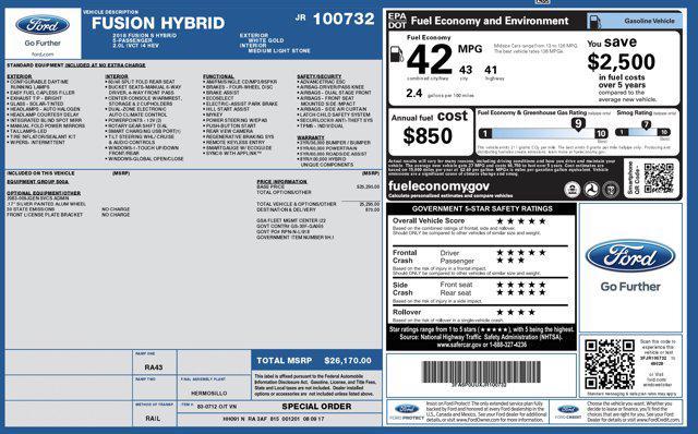 used 2018 Ford Fusion Hybrid car, priced at $10,100
