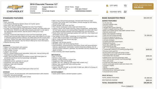 used 2016 Chevrolet Traverse car, priced at $9,545