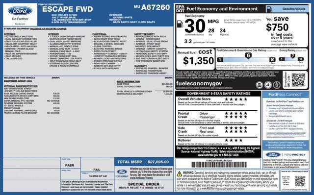 used 2021 Ford Escape car, priced at $13,600
