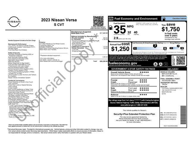 used 2023 Nissan Versa car, priced at $14,045