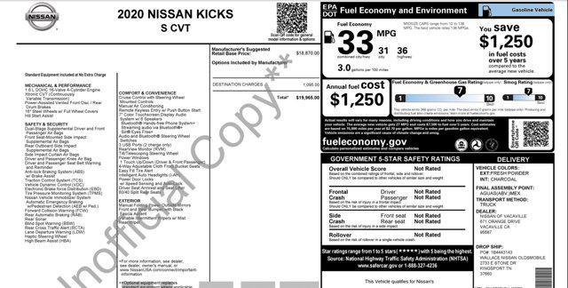 used 2020 Nissan Kicks car, priced at $12,100