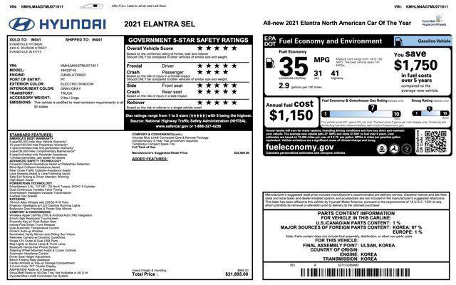 used 2021 Hyundai Elantra car, priced at $12,995