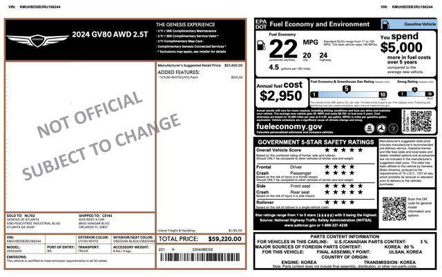 used 2024 Genesis GV80 car, priced at $32,545