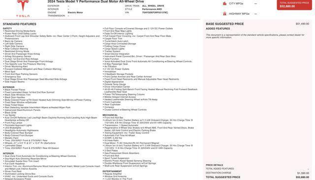used 2024 Tesla Model Y car, priced at $36,045