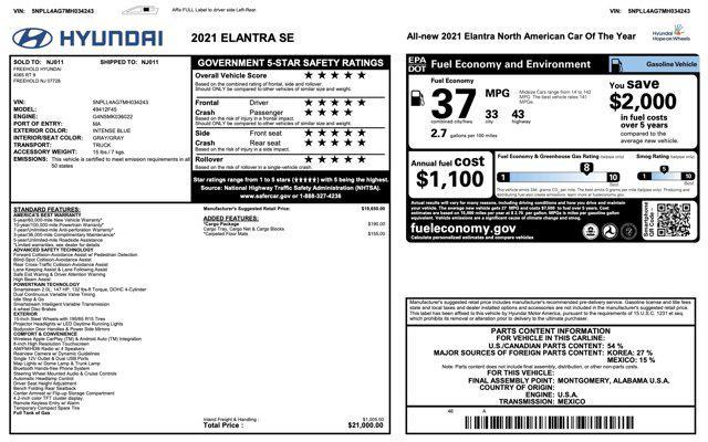 used 2021 Hyundai Elantra car, priced at $16,545