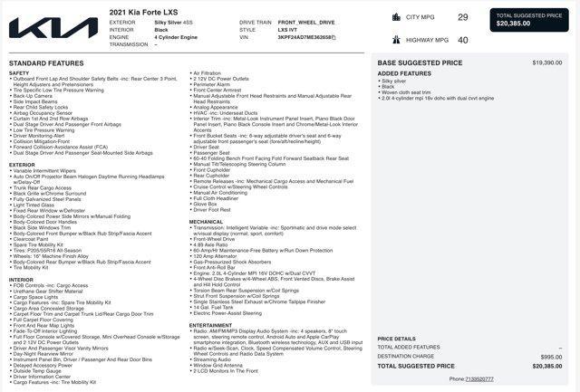 used 2021 Kia Forte car, priced at $14,045