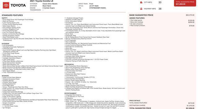 used 2021 Toyota Corolla car, priced at $15,045