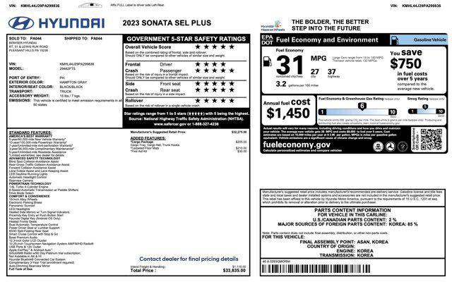 used 2023 Hyundai Sonata car, priced at $19,600