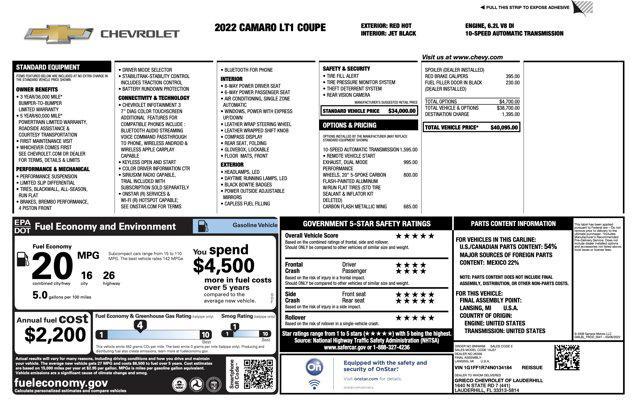 used 2022 Chevrolet Camaro car, priced at $30,500