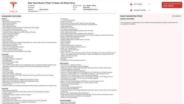 used 2022 Tesla Model S car, priced at $56,545