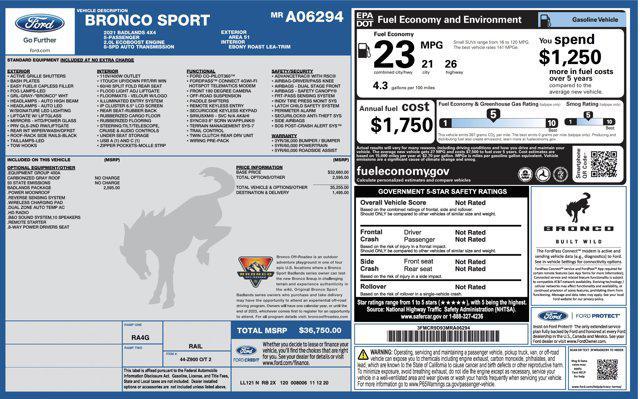 used 2021 Ford Bronco Sport car, priced at $22,045