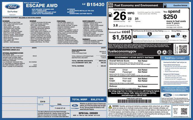used 2020 Ford Escape car, priced at $16,100