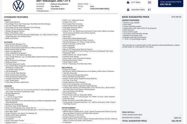 used 2021 Volkswagen Jetta car, priced at $13,500
