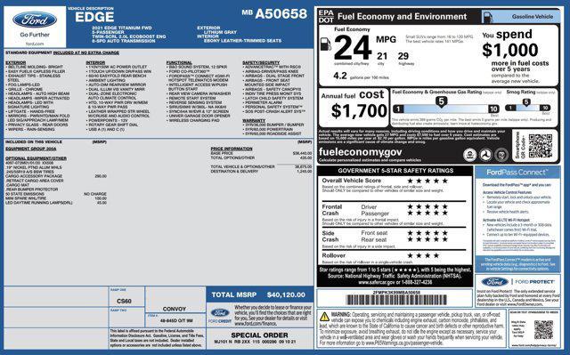 used 2021 Ford Edge car, priced at $18,545