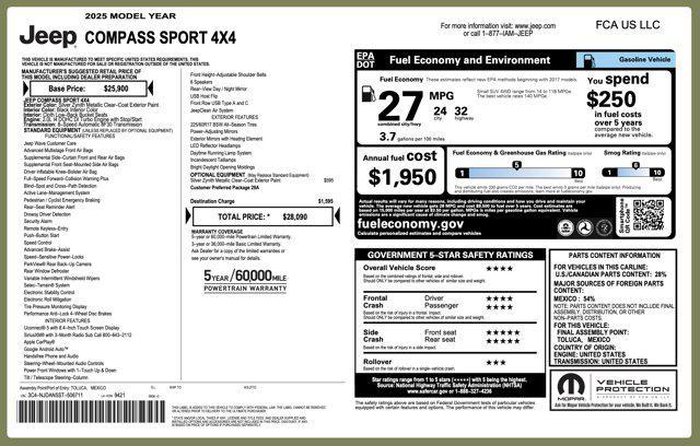 used 2025 Jeep Compass car, priced at $20,500