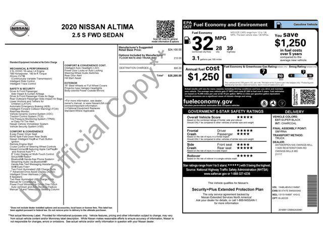 used 2020 Nissan Altima car, priced at $13,545