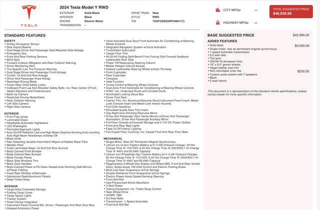 used 2024 Tesla Model Y car, priced at $28,500