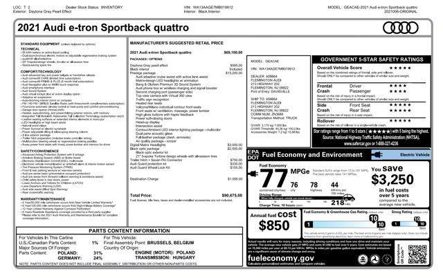 used 2021 Audi e-tron Sportback car, priced at $31,545