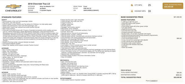 used 2018 Chevrolet Trax car, priced at $8,545