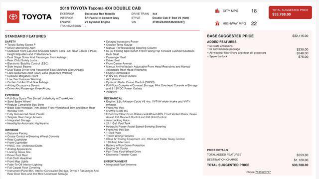 used 2019 Toyota Tacoma car, priced at $30,545