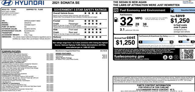 used 2021 Hyundai Sonata car, priced at $14,300