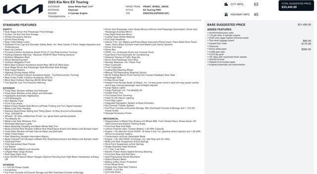 used 2023 Kia Niro car, priced at $19,545