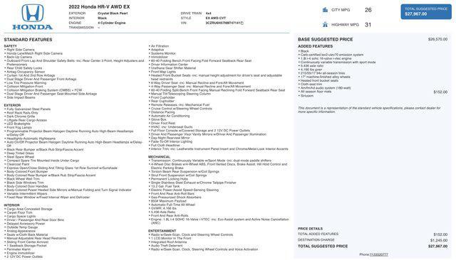 used 2022 Honda HR-V car, priced at $19,900