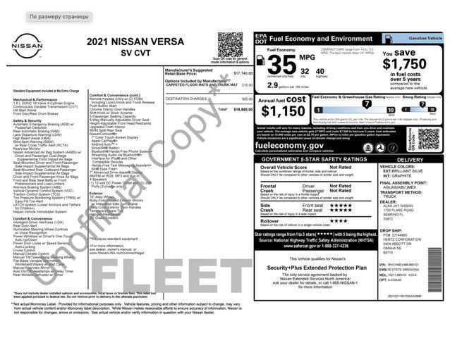 used 2021 Nissan Versa car, priced at $11,945