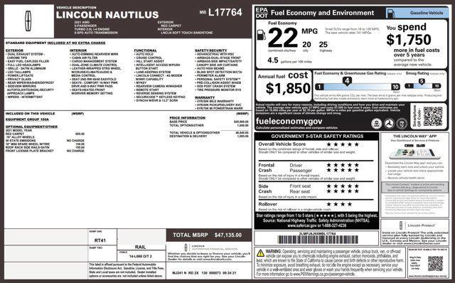 used 2021 Lincoln Nautilus car, priced at $27,000