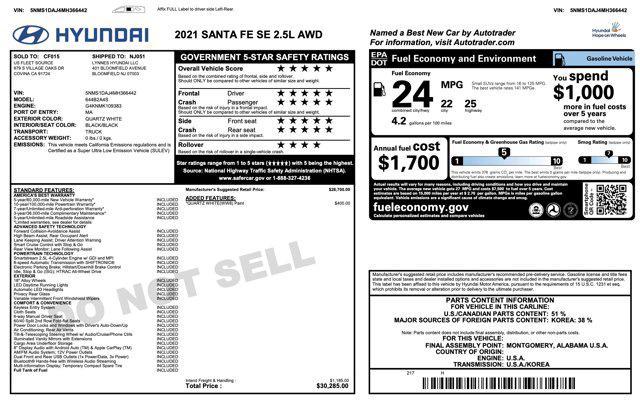used 2021 Hyundai Santa Fe car, priced at $17,900
