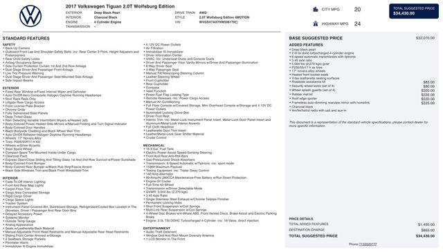 used 2017 Volkswagen Tiguan car, priced at $11,345